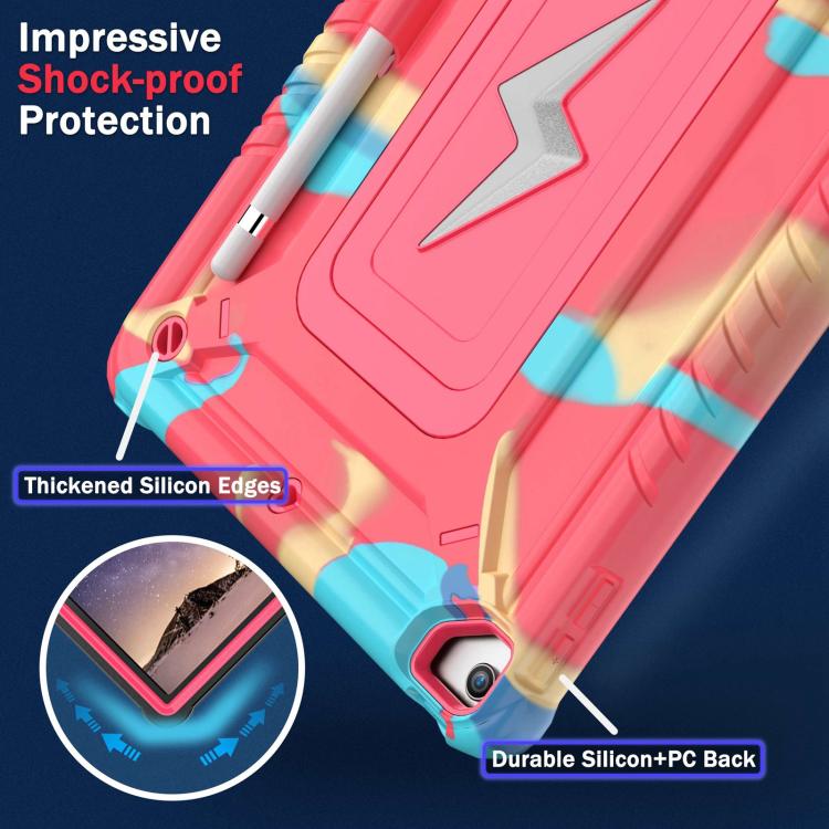 For iPad 10.2 2021 / 2020 / 2019 Armor Bolt Shape Holder Silicone Hybrid PC Tablet Case(Camouflage Rose Red) - iPad 10.2 Cases by buy2fix | Online Shopping UK | buy2fix