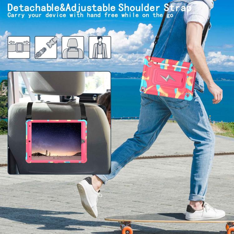 For iPad 10.2 2021 / 2020 / 2019 Armor Bolt Shape Holder Silicone Hybrid PC Tablet Case(Camouflage Rose Red) - iPad 10.2 Cases by buy2fix | Online Shopping UK | buy2fix