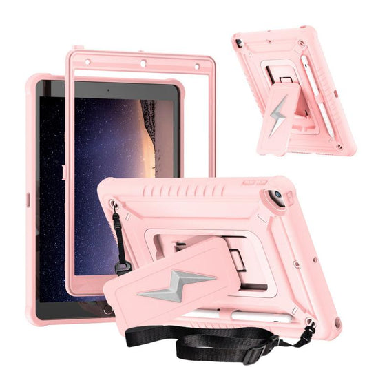 For iPad 10.2 2021 / 2020 / 2019 Armor Bolt Shape Holder Silicone Hybrid PC Tablet Case(Rose Gold) - iPad 10.2 Cases by buy2fix | Online Shopping UK | buy2fix