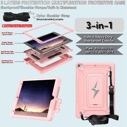 For iPad 10.2 2021 / 2020 / 2019 Armor Bolt Shape Holder Silicone Hybrid PC Tablet Case(Rose Gold) - iPad 10.2 Cases by buy2fix | Online Shopping UK | buy2fix