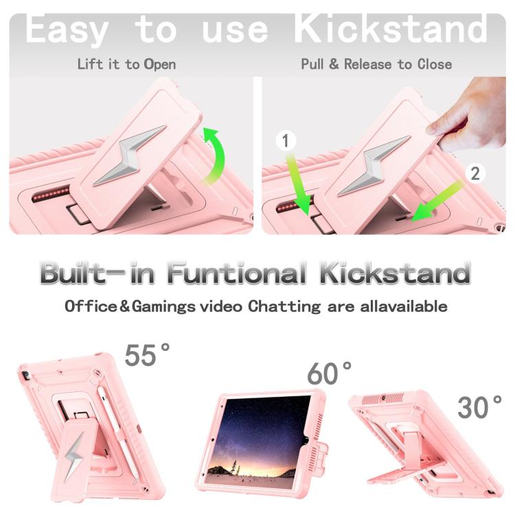 For iPad 10.2 2021 / 2020 / 2019 Armor Bolt Shape Holder Silicone Hybrid PC Tablet Case(Rose Gold) - iPad 10.2 Cases by buy2fix | Online Shopping UK | buy2fix