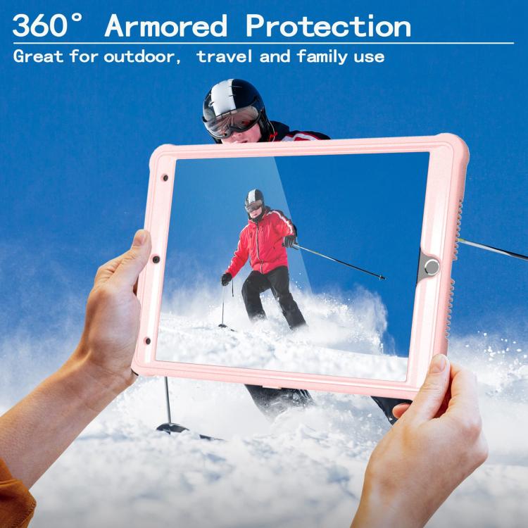 For iPad 10.2 2021 / 2020 / 2019 Armor Bolt Shape Holder Silicone Hybrid PC Tablet Case(Rose Gold) - iPad 10.2 Cases by buy2fix | Online Shopping UK | buy2fix