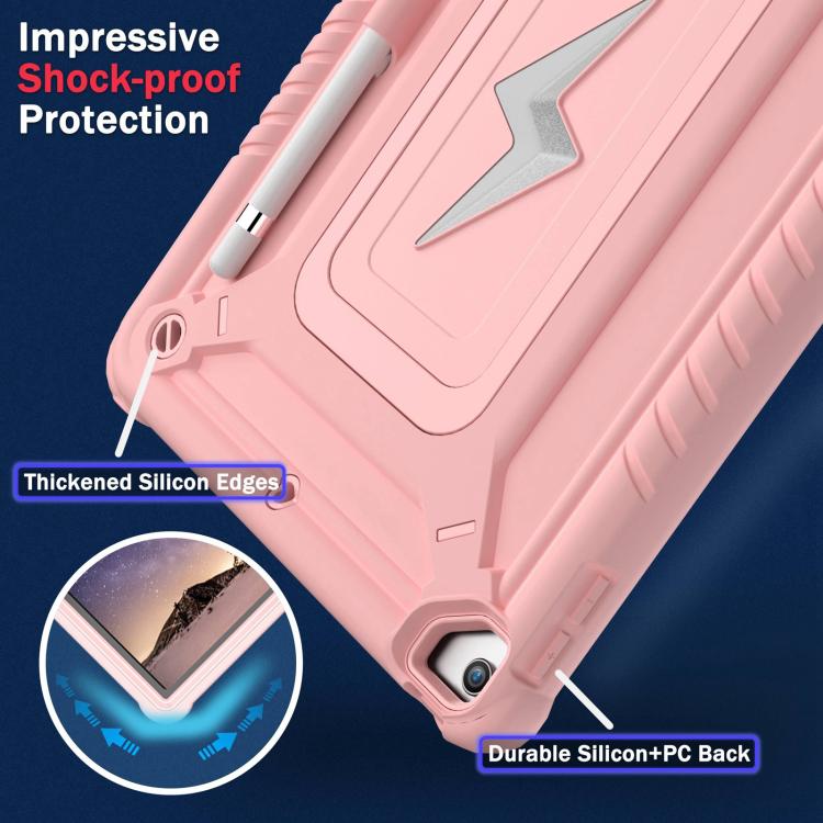 For iPad 10.2 2021 / 2020 / 2019 Armor Bolt Shape Holder Silicone Hybrid PC Tablet Case(Rose Gold) - iPad 10.2 Cases by buy2fix | Online Shopping UK | buy2fix