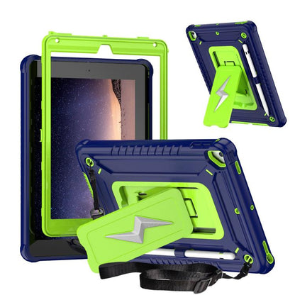For iPad 9.7 2018 / Air / Air 2 Armor Bolt Shape Holder Silicone Hybrid PC Tablet Case(Navy Blue Olivine) - iPad 9.7 (2018) & (2017) Cases by buy2fix | Online Shopping UK | buy2fix