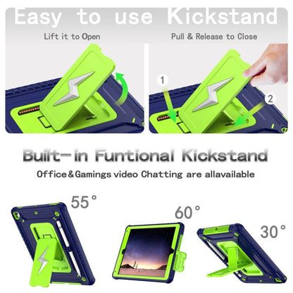 For iPad 9.7 2018 / Air / Air 2 Armor Bolt Shape Holder Silicone Hybrid PC Tablet Case(Navy Blue Olivine) - iPad 9.7 (2018) & (2017) Cases by buy2fix | Online Shopping UK | buy2fix