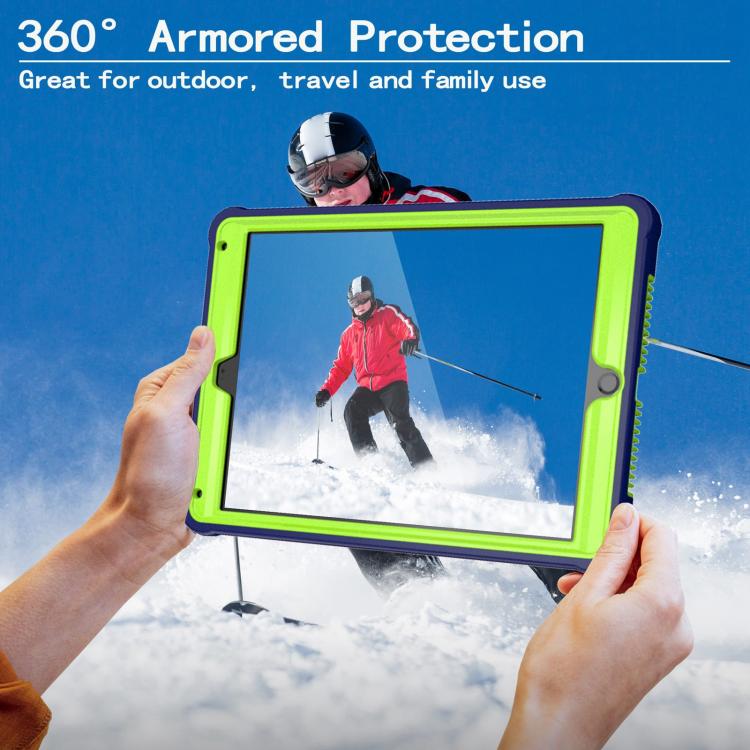 For iPad 9.7 2018 / Air / Air 2 Armor Bolt Shape Holder Silicone Hybrid PC Tablet Case(Navy Blue Olivine) - iPad 9.7 (2018) & (2017) Cases by buy2fix | Online Shopping UK | buy2fix