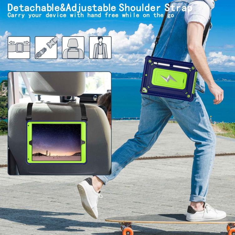 For iPad 9.7 2018 / Air / Air 2 Armor Bolt Shape Holder Silicone Hybrid PC Tablet Case(Navy Blue Olivine) - iPad 9.7 (2018) & (2017) Cases by buy2fix | Online Shopping UK | buy2fix