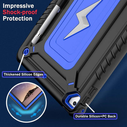 For iPad 9.7 2018 / Air / Air 2 Armor Bolt Shape Holder Silicone Hybrid PC Tablet Case(Black Blue) - iPad 9.7 (2018) & (2017) Cases by buy2fix | Online Shopping UK | buy2fix