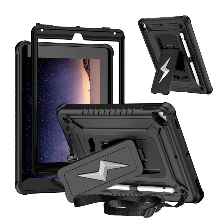 For iPad 9.7 2018 / Air / Air 2 Armor Bolt Shape Holder Silicone Hybrid PC Tablet Case(Black) - iPad 9.7 (2018) & (2017) Cases by buy2fix | Online Shopping UK | buy2fix
