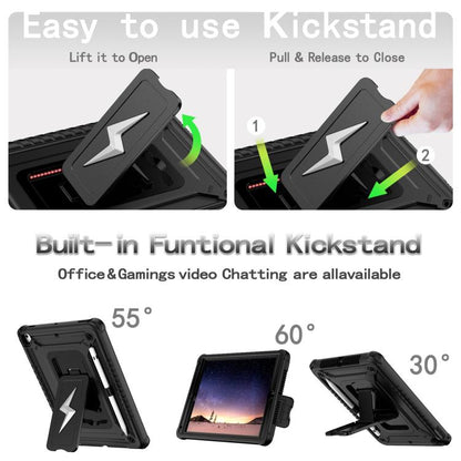 For iPad 9.7 2018 / Air / Air 2 Armor Bolt Shape Holder Silicone Hybrid PC Tablet Case(Black) - iPad 9.7 (2018) & (2017) Cases by buy2fix | Online Shopping UK | buy2fix