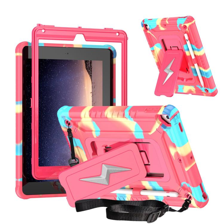 For iPad 9.7 2018 / Air / Air 2 Armor Bolt Shape Holder Silicone Hybrid PC Tablet Case(Camouflage Rose Red) - iPad 9.7 (2018) & (2017) Cases by buy2fix | Online Shopping UK | buy2fix