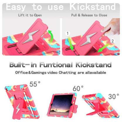 For iPad 9.7 2018 / Air / Air 2 Armor Bolt Shape Holder Silicone Hybrid PC Tablet Case(Camouflage Rose Red) - iPad 9.7 (2018) & (2017) Cases by buy2fix | Online Shopping UK | buy2fix