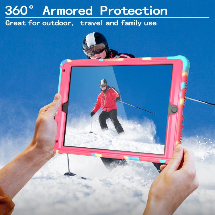 For iPad 9.7 2018 / Air / Air 2 Armor Bolt Shape Holder Silicone Hybrid PC Tablet Case(Camouflage Rose Red) - iPad 9.7 (2018) & (2017) Cases by buy2fix | Online Shopping UK | buy2fix