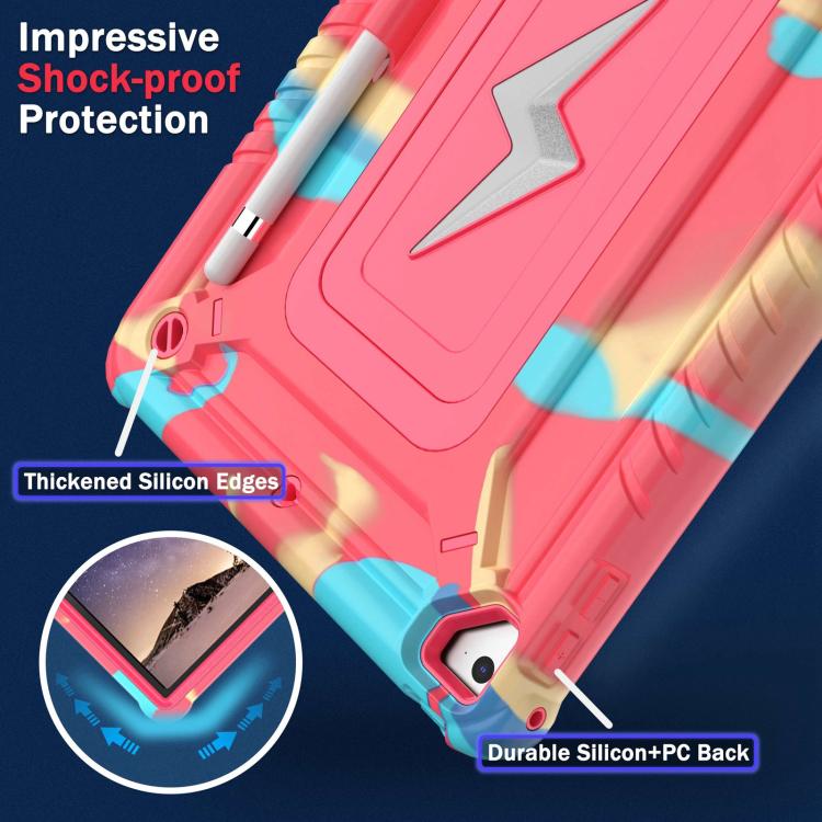 For iPad 9.7 2018 / Air / Air 2 Armor Bolt Shape Holder Silicone Hybrid PC Tablet Case(Camouflage Rose Red) - iPad 9.7 (2018) & (2017) Cases by buy2fix | Online Shopping UK | buy2fix
