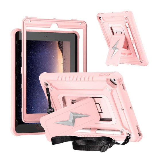 For iPad 9.7 2018 / Air / Air 2 Armor Bolt Shape Holder Silicone Hybrid PC Tablet Case(Rose Gold) - iPad 9.7 (2018) & (2017) Cases by buy2fix | Online Shopping UK | buy2fix