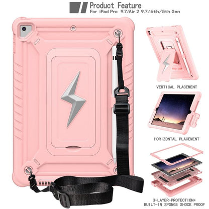 For iPad 9.7 2018 / Air / Air 2 Armor Bolt Shape Holder Silicone Hybrid PC Tablet Case(Rose Gold) - iPad 9.7 (2018) & (2017) Cases by buy2fix | Online Shopping UK | buy2fix