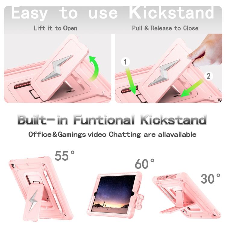 For iPad 9.7 2018 / Air / Air 2 Armor Bolt Shape Holder Silicone Hybrid PC Tablet Case(Rose Gold) - iPad 9.7 (2018) & (2017) Cases by buy2fix | Online Shopping UK | buy2fix