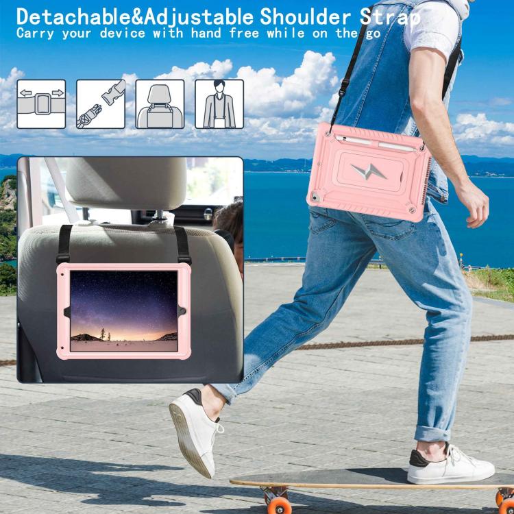 For iPad 9.7 2018 / Air / Air 2 Armor Bolt Shape Holder Silicone Hybrid PC Tablet Case(Rose Gold) - iPad 9.7 (2018) & (2017) Cases by buy2fix | Online Shopping UK | buy2fix