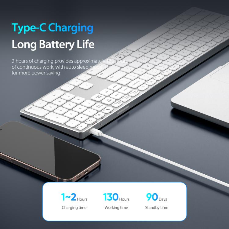 DUX DUCIS LK Series Portable Universal Wireless Keyboard(White) - Wireless Keyboard by DUX DUCIS | Online Shopping UK | buy2fix