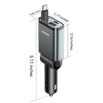 JOYROOM JR-CCL07 3 in 1 Retractable Car Charger(Dark Gray) - Car Charger by JOYROOM | Online Shopping UK | buy2fix