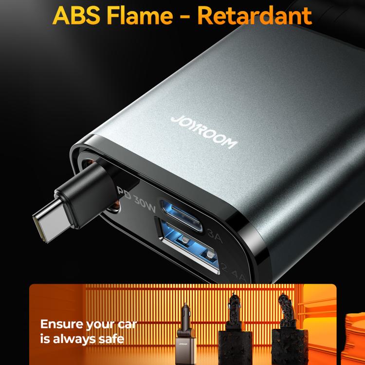 JOYROOM JR-CCL07 3 in 1 Retractable Car Charger(Dark Gray) - Car Charger by JOYROOM | Online Shopping UK | buy2fix