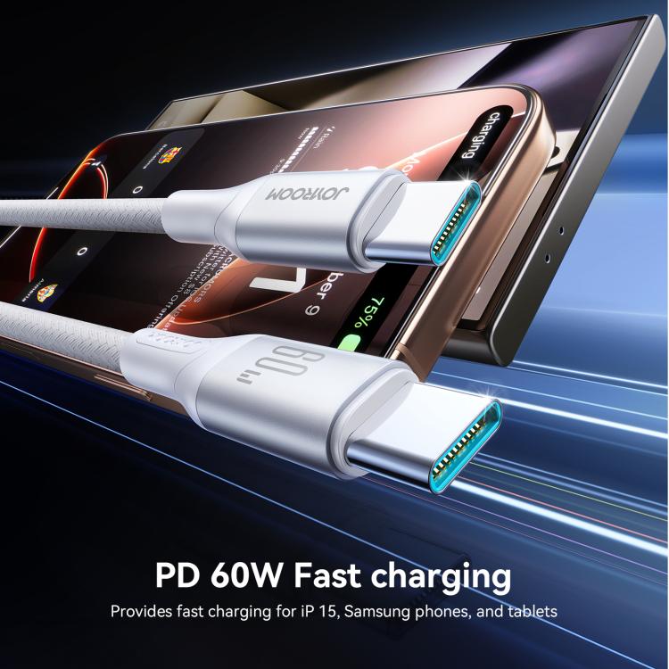 JOYROOM S-A28 Flash Series 60W 480Mbps Fast Charging Data Cable, Type-C to Type-C Cable, Length: 2m(White) - USB-C & Type-C Cable by JOYROOM | Online Shopping UK | buy2fix