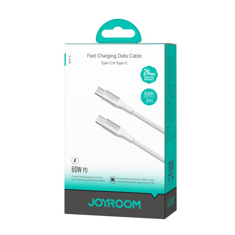 JOYROOM S-A28 Flash Series 60W 480Mbps Fast Charging Data Cable, Type-C to Type-C Cable, Length: 2m(White) - USB-C & Type-C Cable by JOYROOM | Online Shopping UK | buy2fix