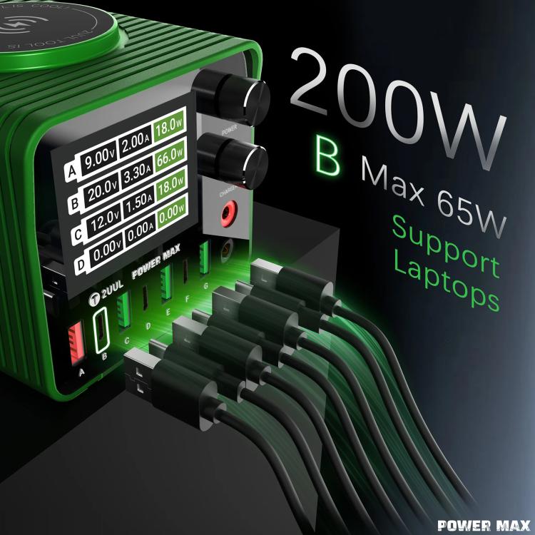 2UUL PC01 POWER MAX 200W Multi-Port Charger Adjustable Voltage Power Supply, Plug:EU Plug - Power Supply by 2UUL | Online Shopping UK | buy2fix