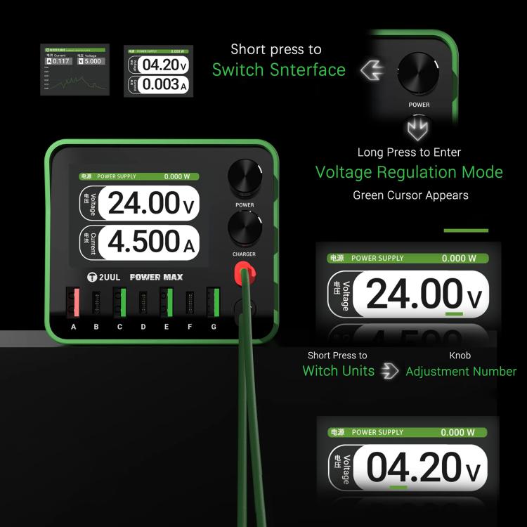 2UUL PC01 POWER MAX 200W Multi-Port Charger Adjustable Voltage Power Supply, Plug:EU Plug - Power Supply by 2UUL | Online Shopping UK | buy2fix