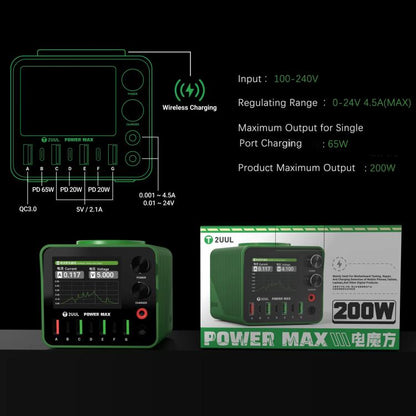 2UUL PC01 POWER MAX 200W Multi-Port Charger Adjustable Voltage Power Supply, Plug:EU Plug - Power Supply by 2UUL | Online Shopping UK | buy2fix