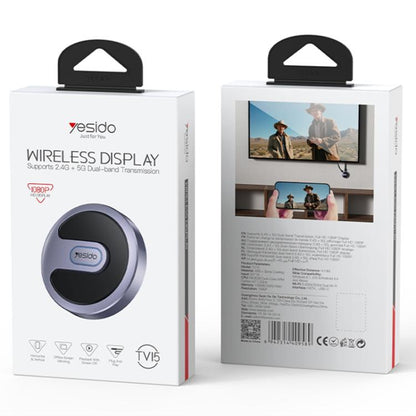 Yesido TV15 Wireless Display Adapter 2.4GHz / 5GHz WiFi Screen Mirroring Dongle(Grey) - Wireless Display Dongle by Yesido | Online Shopping UK | buy2fix