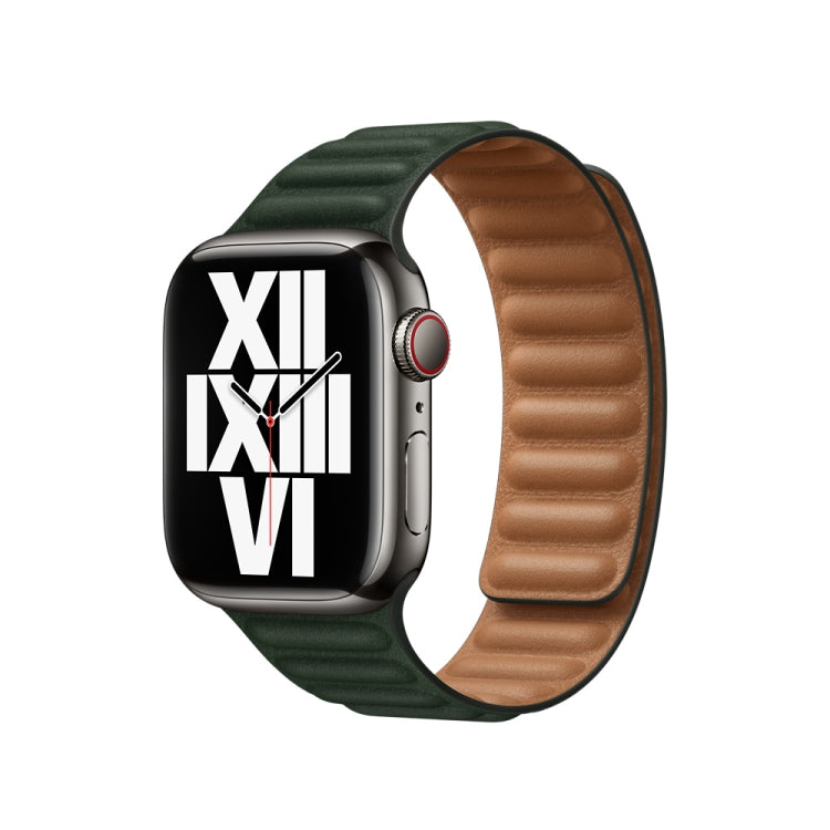 For Apple Watch Ultra 49mm&Watch Ultra 2 49mm / Series 9&8&7 45mm / SE 3&SE 2&6&SE&5&4 44mm / 3&2&1 42mm Leather Watch Band (Cedar Green) - Watch Bands by buy2fix | Online Shopping UK | buy2fix