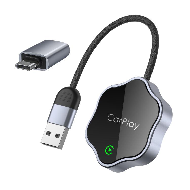 USB Wired to Wireless Car CarPlay Box Adapter, with Type-C Adapter(Black) - Bluetooth Adapters by buy2fix | Online Shopping UK | buy2fix