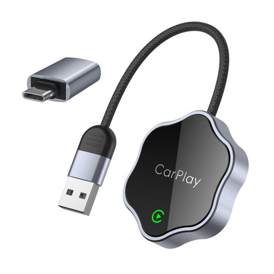 USB Wired to Wireless Car CarPlay Box Adapter, with Type-C Adapter(Black) - Bluetooth Adapters by buy2fix | Online Shopping UK | buy2fix