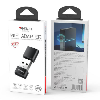 Yesido WP10 WiFi Wireless Dongle 150Mbps High Speed USB Wireless Adapter(Black) - Wireless Display Dongle by Yesido | Online Shopping UK | buy2fix