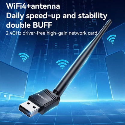 Yesido WP11 WiFi4 Wireless Dongle 150Mbps High Speed USB Adapter with External Antenna(Black) - Wireless Display Dongle by Yesido | Online Shopping UK | buy2fix