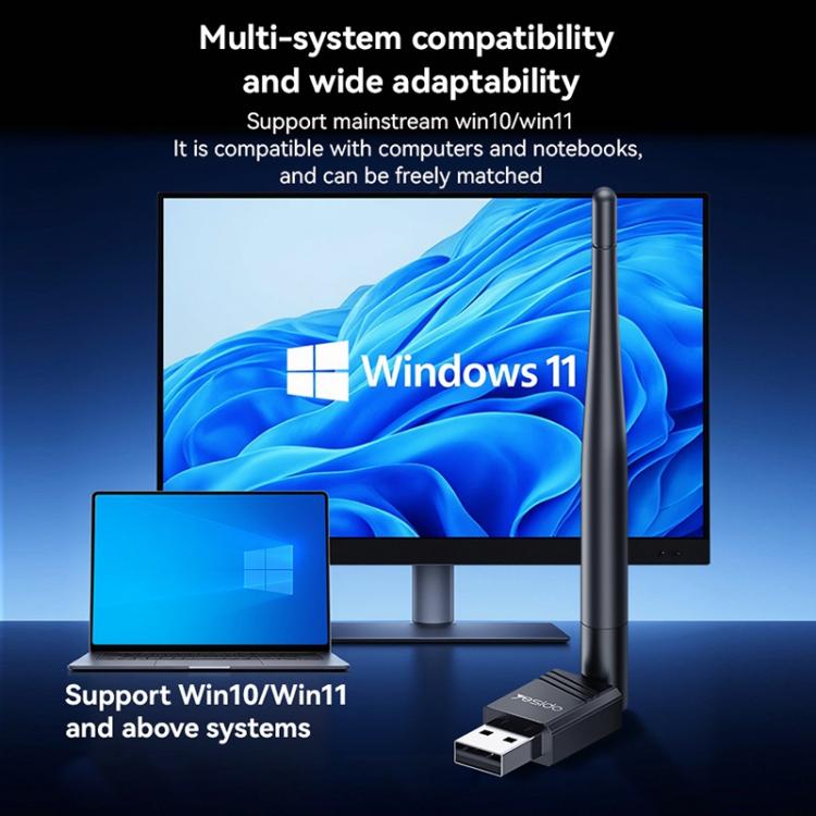 Yesido WP11 WiFi4 Wireless Dongle 150Mbps High Speed USB Adapter with External Antenna(Black) - Wireless Display Dongle by Yesido | Online Shopping UK | buy2fix