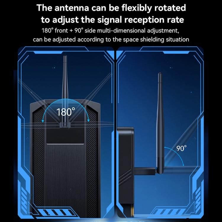 Yesido WP11 WiFi4 Wireless Dongle 150Mbps High Speed USB Adapter with External Antenna(Black) - Wireless Display Dongle by Yesido | Online Shopping UK | buy2fix