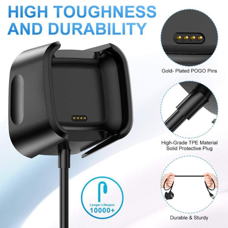For Fitbit Versa 2 xDfind USB-A Port Watch Charging Dock Base Stand Holder, Length: 1m(Black) - Charger by xDfind | Online Shopping UK | buy2fix