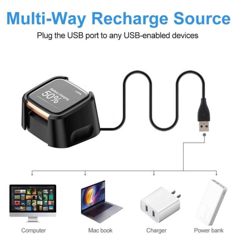 For Fitbit Versa 2 xDfind USB-A Port Watch Charging Dock Base Stand Holder, Length: 1m(Black) - Charger by xDfind | Online Shopping UK | buy2fix