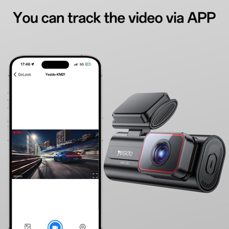 Yesido KM21 1K HD Camera Car Driving Recorder with 1.47 inch Screen(Black) - Car DVRs by Yesido | Online Shopping UK | buy2fix