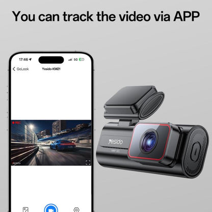 Yesido KM21 1K HD Camera Car Driving Recorder with 1.47 inch Screen(Black) - Car DVRs by Yesido | Online Shopping UK | buy2fix