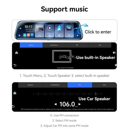 Yesido KM24 9.66 inch HD Image Reversing Assist CarPlay Streaming Rearview Mirror Dash Cam(Black) - Car DVRs by Yesido | Online Shopping UK | buy2fix