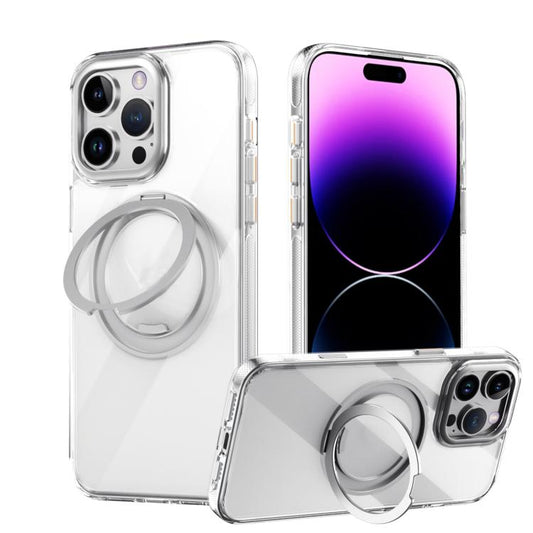 For iPhone 16 Pro Max Gear 360 Rotation MagSafe Holder Phone Case(Transparent) - iPhone 16 Pro Max Cases by buy2fix | Online Shopping UK | buy2fix