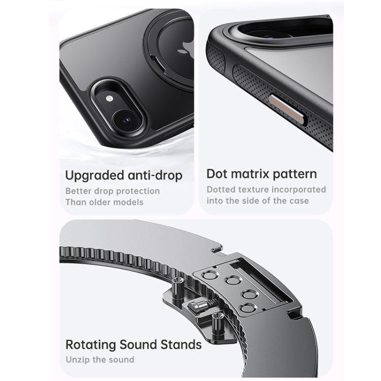 For iPhone 16e Gear 360 Rotation MagSafe Holder Phone Case(White) - iPhone 16e Cases by buy2fix | Online Shopping UK | buy2fix