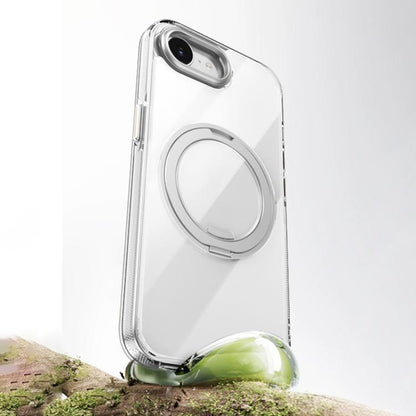 For iPhone 16e Gear 360 Rotation MagSafe Holder Phone Case(Transparent) - iPhone 16e Cases by buy2fix | Online Shopping UK | buy2fix