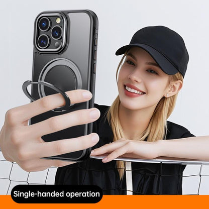 For iPhone 16 Gear 360 Rotation MagSafe Holder Phone Case(Black) - iPhone 16 Cases by buy2fix | Online Shopping UK | buy2fix