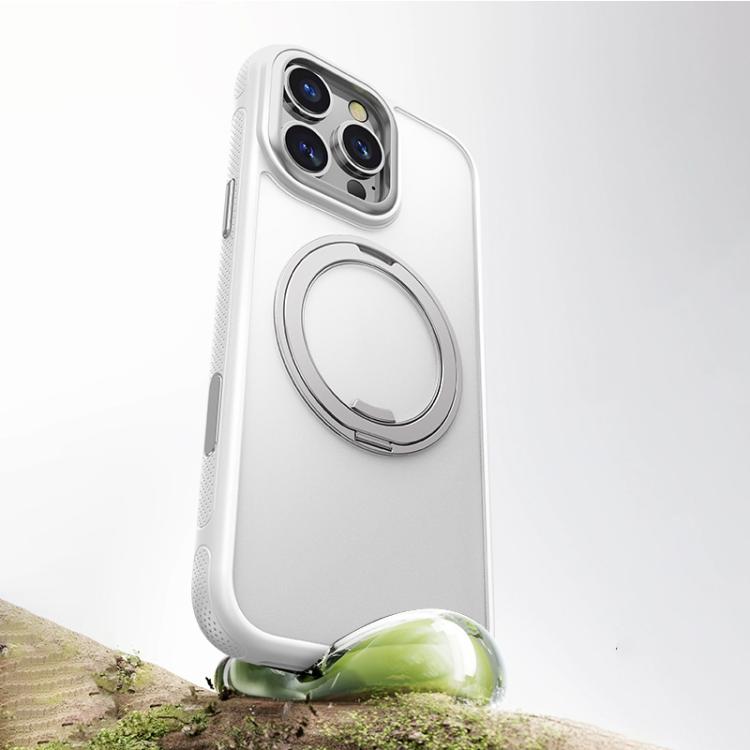 For iPhone 16 Gear 360 Rotation MagSafe Holder Phone Case(White) - iPhone 16 Cases by buy2fix | Online Shopping UK | buy2fix