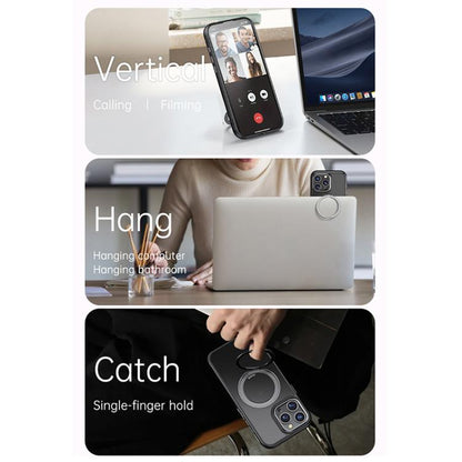 For iPhone 16 Gear 360 Rotation MagSafe Holder Phone Case(White) - iPhone 16 Cases by buy2fix | Online Shopping UK | buy2fix