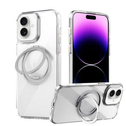 For iPhone 16 Gear 360 Rotation MagSafe Holder Phone Case(Transparent) - iPhone 16 Cases by buy2fix | Online Shopping UK | buy2fix
